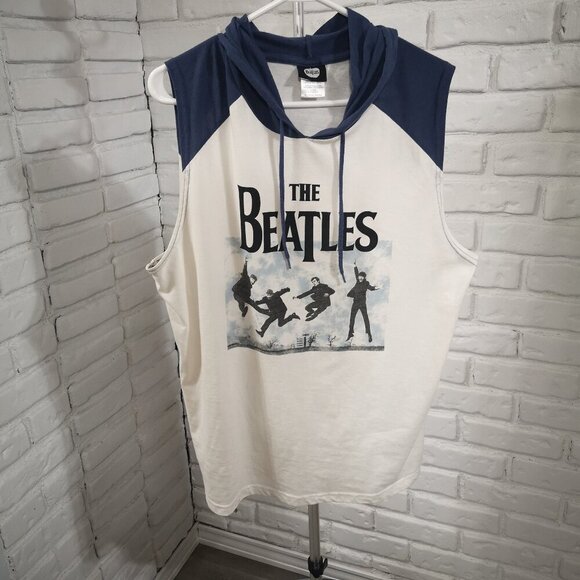 The Beatles Other - The Beatles Men's Size Large Blue & White Sleeveless Drawstring Hoodie